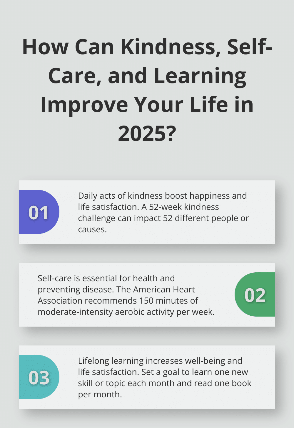 Infographic: How Can Kindness, Self-Care, and Learning Improve Your Life in 2025? - 21 tips for a positive New Year 2025