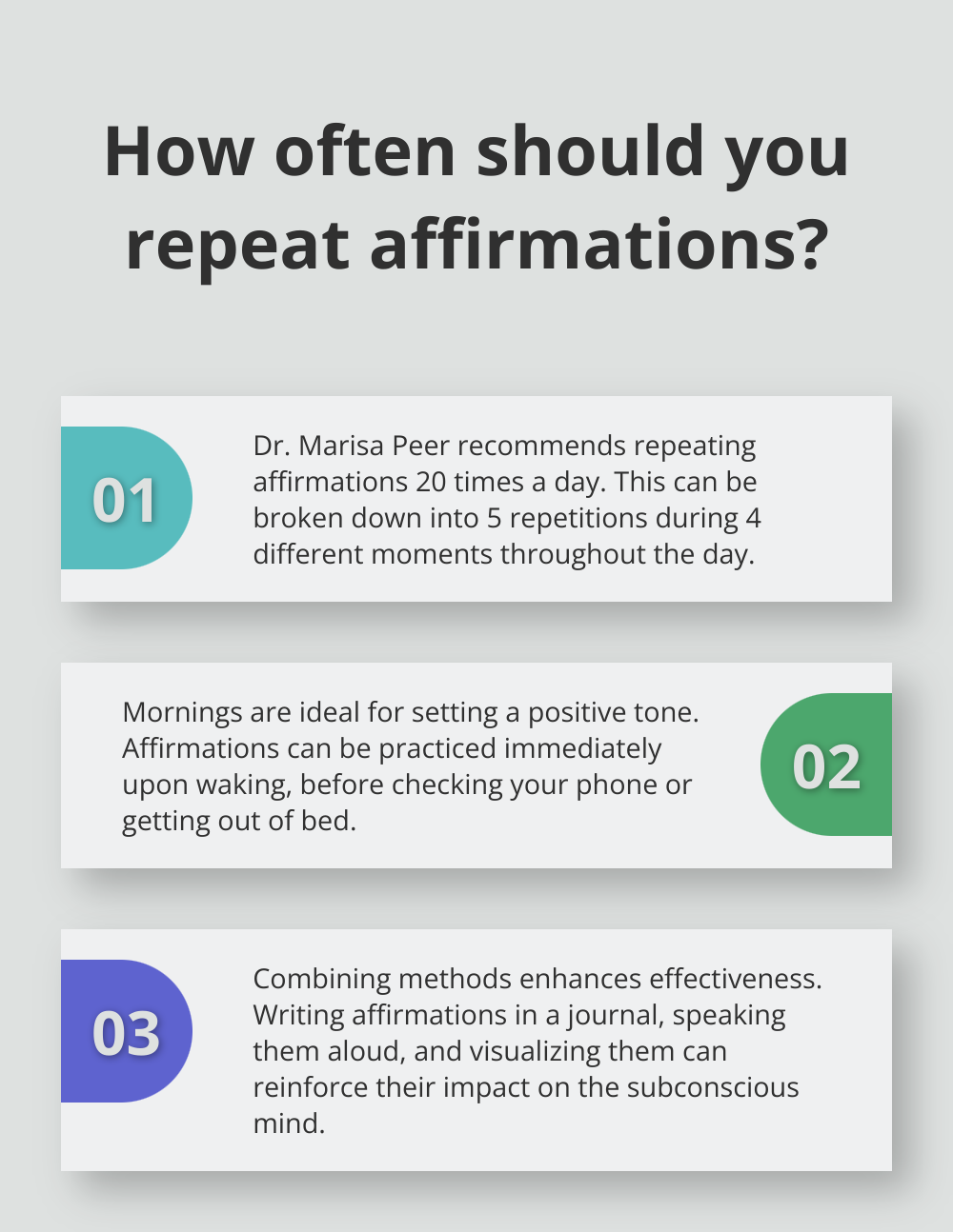 Infographic: How often should you repeat affirmations? - 20 daily affirmations for self-care and positive thinking