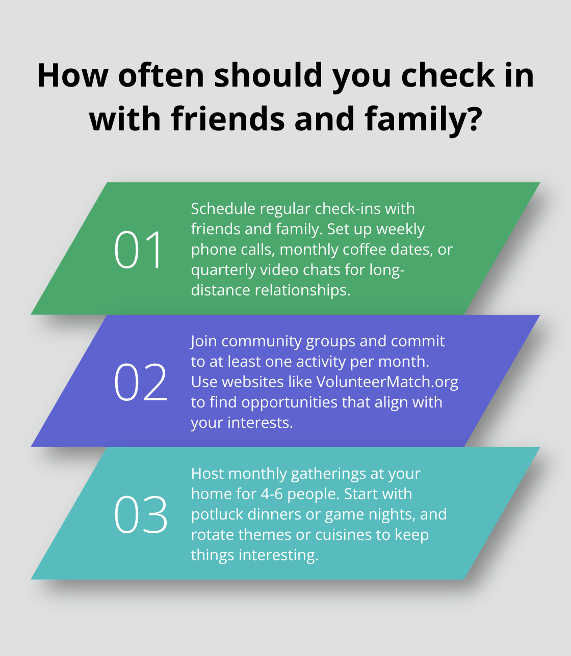 Infographic: How often should you check in with friends and family? - daily joy 365 days of inspiration